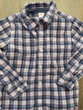 Gymboree Navy, orange & White Plaid Button-Down Shirt, size 4t